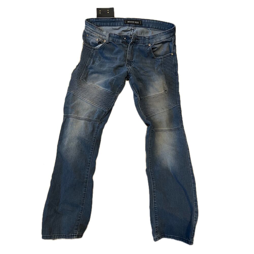American Breed Slim RIbbed Blue Jeans Mens 34x30